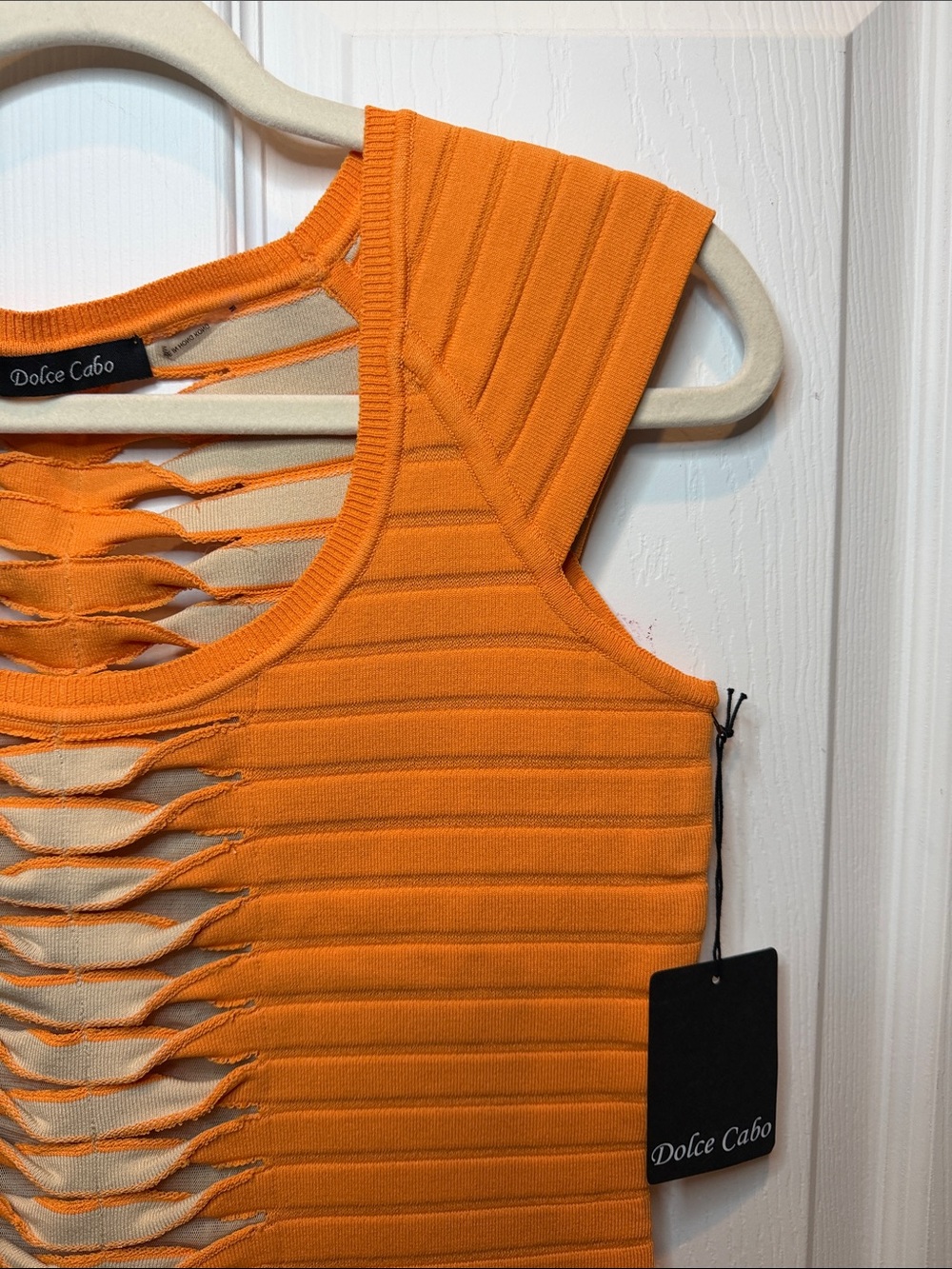 Dolce Cabo Orange Ribbed Ladder-Cut Tank - Picture 4 of 7